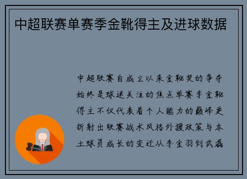 中超联赛单赛季金靴得主及进球数据